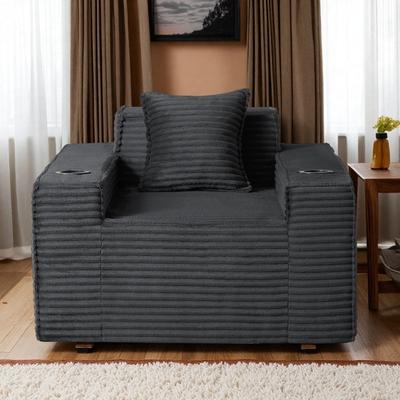 "43.31"" Foam Boneless Sofa Chair with No Assembly Needed and Plush Comfort and Corduroy Fabric"