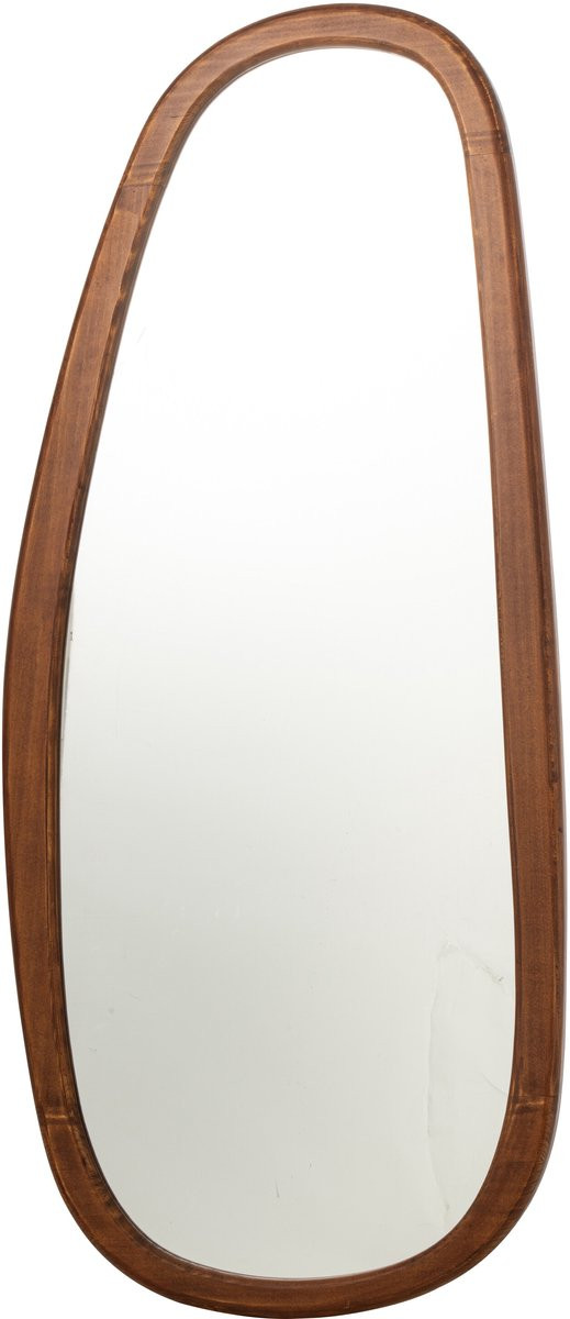 J-Line Wandspiegel met walnootlook - Donkerbruin