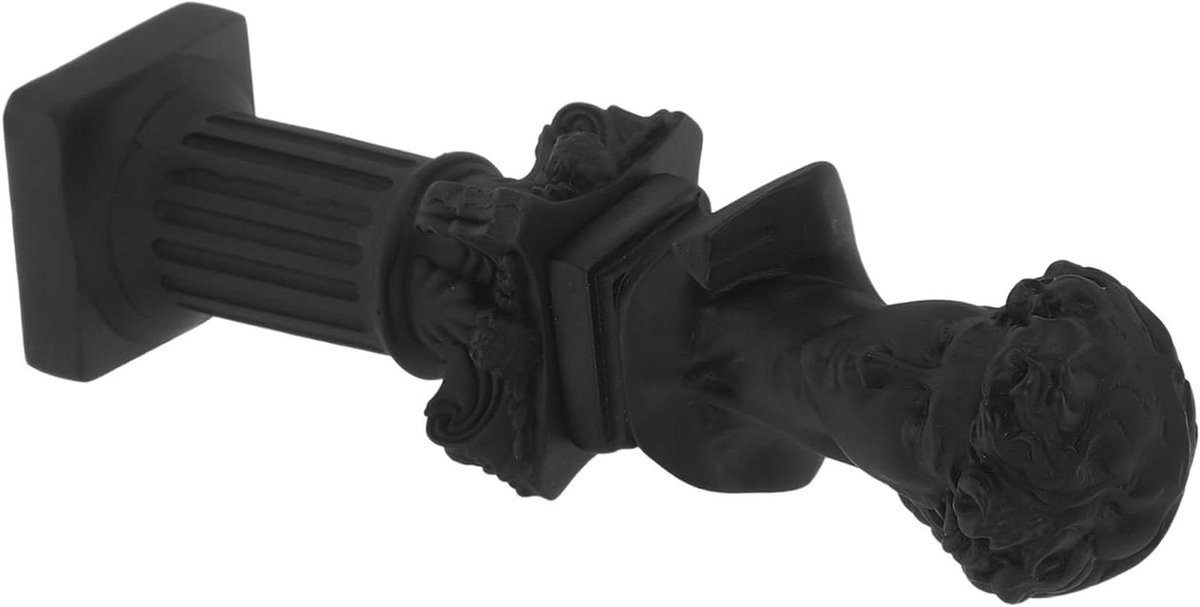 Zwart Hars Sculptuur Griekse Stijl Zuilen Beeldje voor Tafeldecoratie, Hoogte: 13,8 cm