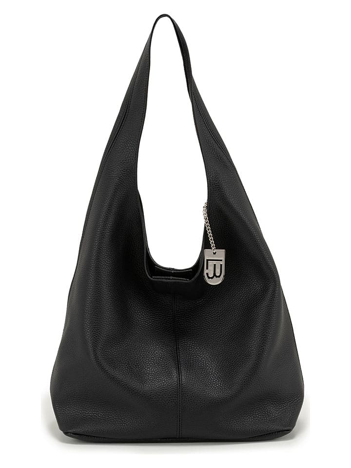 Lucca Baldi Leder-Schultertasche "Tarquinia" in Schwarz - (B)32 x (H)32 x (T)16 cm - onesize