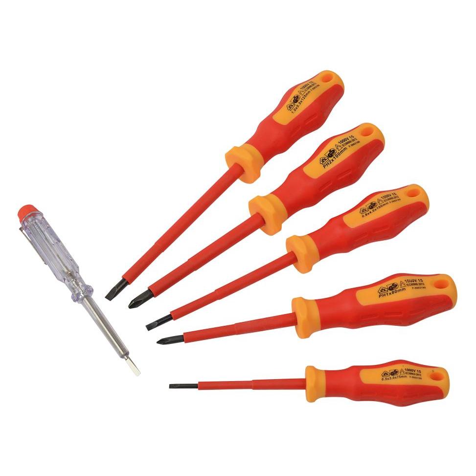 Mannesmann VDE Schraubendreher-Set 6teili (Phillipps-Kreuzschlitz (PH), Schlitzschrauben) (M11226)