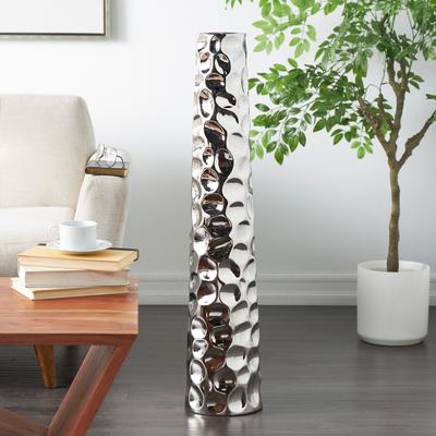 ARCILLA ELEMENTAL Silver Ceramic Cone Vase with Concaved Bubble Texture