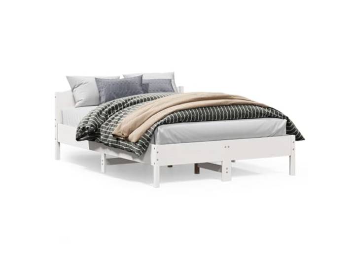 WDGJJFECNMUEHI Massives Kiefernholz Stabil Schlafzimmer Weiß 120x200 cm Massivholzbett ohne Matratze Weiß 120x200 cm Kiefernholz stabiles Bettgestell mit Kopfteil Lattenrost Schlafzimmer Möbel