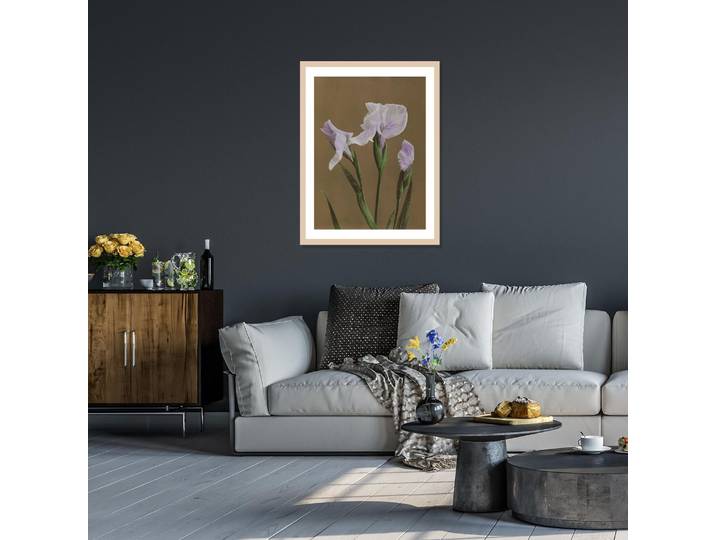 Bild mit Rahmen QUEENCE Irma , braun (farbe rahmen: hellbraun, farbe bild(er): braun), B:30cm H:40cm T:1,5cm, Acrylglas, Holz, Bilder, Bild mit Rahmen, Premium Rahmenbild