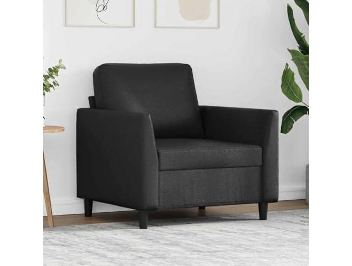 HEFZGDB Sessel Schwarz 60 cm Kunstleder Moderner Wohnzimmerstuhl mit Metallgestell und Polsterung für Langlebigkeit und Komfort, Schmutzabweisend und Luxuriöses Design, Robustes