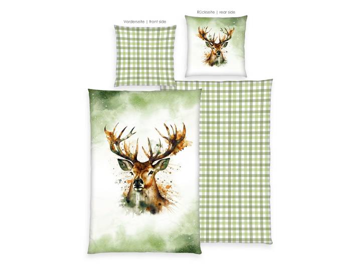Bettwäsche Young Collection Hirsch , bunt, B/L: 135cm x 200cm, 1 Stk., 1 Stk., Flanell, B/L: 80cm x 80cm, 2 Stk., Flanell, Obermaterial: 100% Baumwolle, HERDING YOUNG COLLECTION, Bettwäsche, Bettwäsche, in tollen Baumwollqualitäten