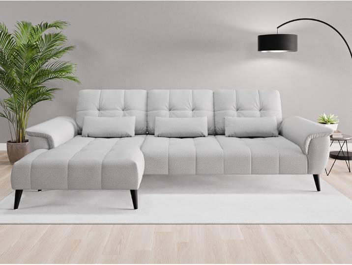 Ecksofa Tokio Nr. 1 links - Grau (Lichtgrau) - Softwolle