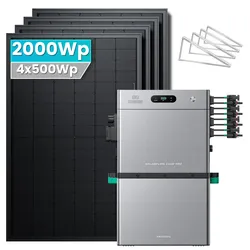 Zendure SolarFlow 2400 Pro Stromspeicher 2,4kWh Komplett system - 2000Wp ‚Äì 4 Module üî• / 1x AB3000L / Garten