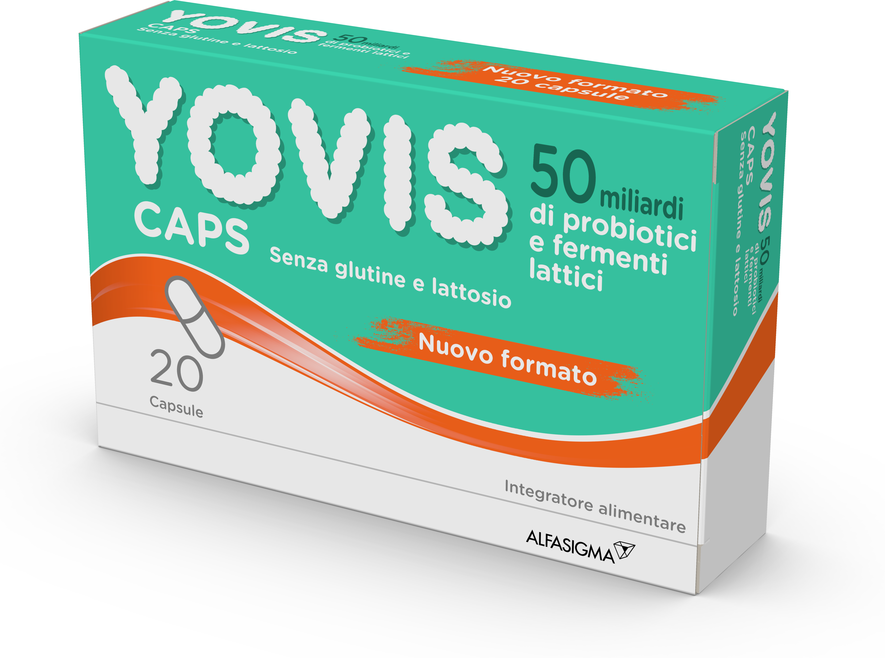 ALFASIGMA SpA Yovis Caps, Integratore 50 Miliardi di Fermenti Lattici Vivi, 20 Capsule