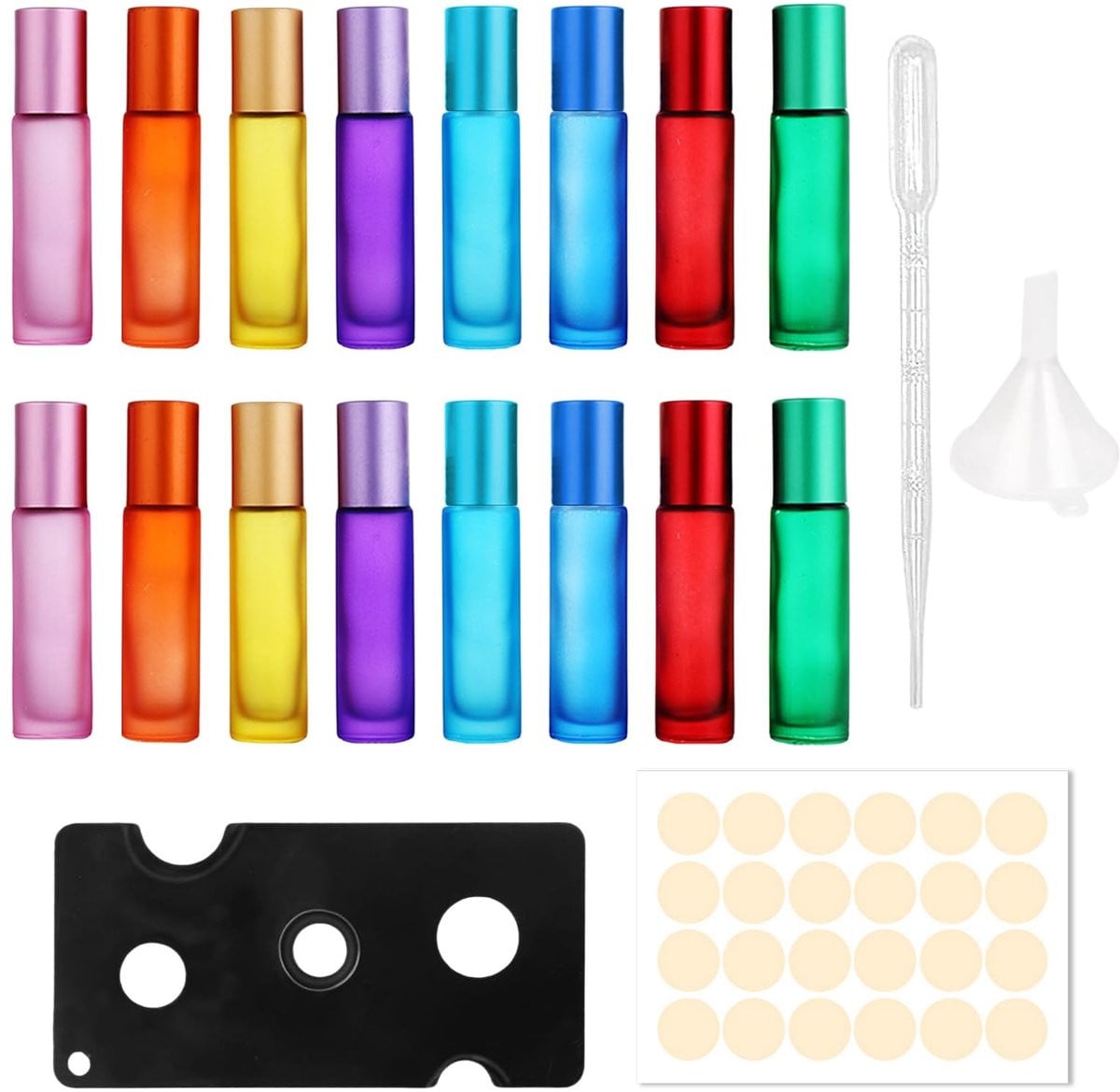 Omgoods Set van 16 Glazen Rollerball Flessen van 10ml met Accessoires