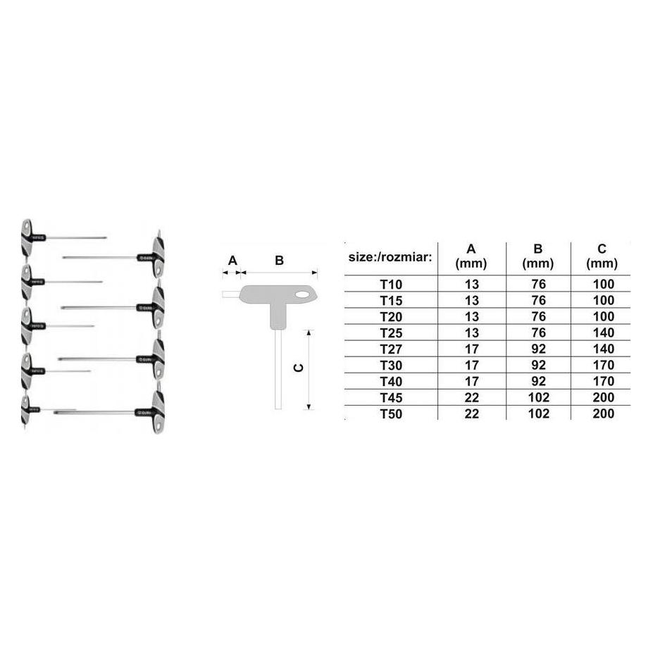 Yato Thandle Torx Key Set 9pcs (YT-05615)