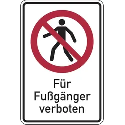 Verbotsschild, Kombischild, Für Fußgänger verboten, Aluverbund, ISO 7010 - 200 x 300 x 2 mm Aluverbund