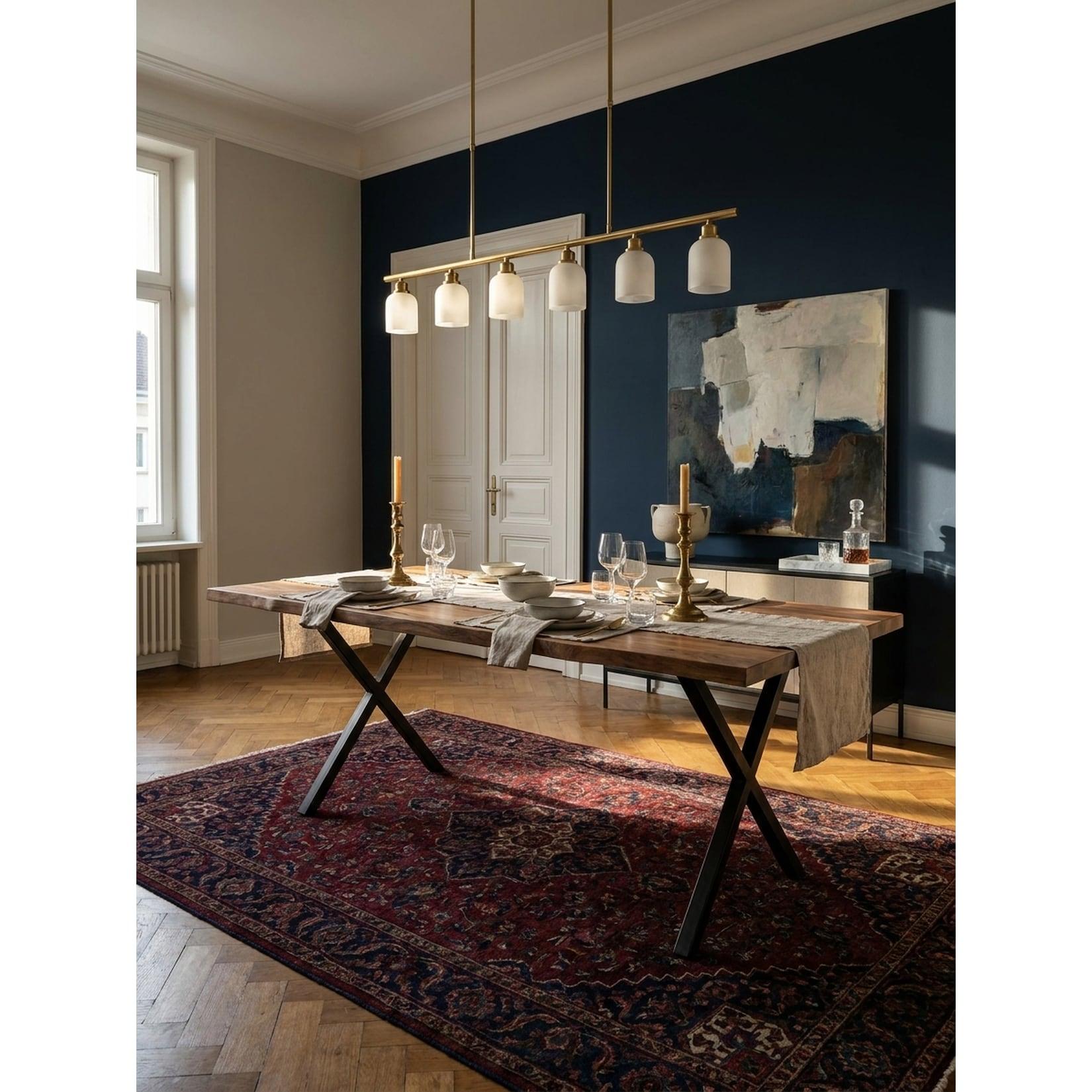 Esstisch Massivholz Metall X-Gestell Baumkante Rechteckig, Akazie 200x100x76 cm