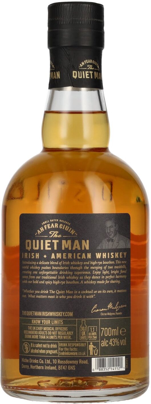 The Quiet Man Irish Whiskey The Quiet Man AN FEAR CIUIN American Irish Whiskey 43% Vol. 0,7l