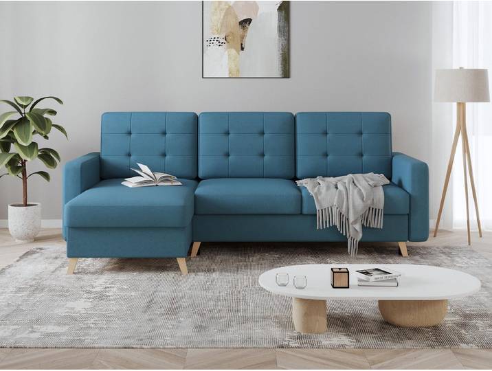 Beautysofa Ecksofa VINCI mit Schlaffunktion und Bettkasten – universell L/R montierbar, universell montierbar, Sofa mit Bonellfederkern und Wellenunterfederung