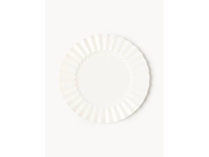 Assiettes plates en porcelaine avec motif gaufré Antonin, 4 pièces