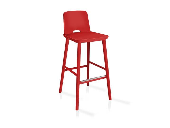 TAKITO Barstuhl, Material Massivholz, Esche lackiert, Rot