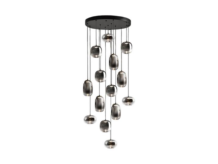LED Design Pendellampe „Onice“ 14-flammig Schwarz, Rauchglas Schuller