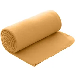 wometo Polar Fleecedecke 130x160 OEKO-TEX ca. 400g Gewicht, mit Antipilling & Kettelrand - Farbe gelb senfgelb