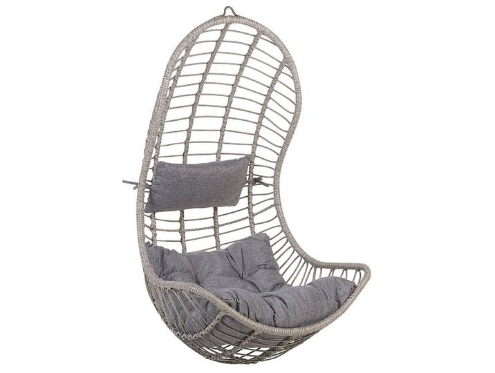HÄNGESESSEL PE Rattan grau mit Sitzkissen Pineto