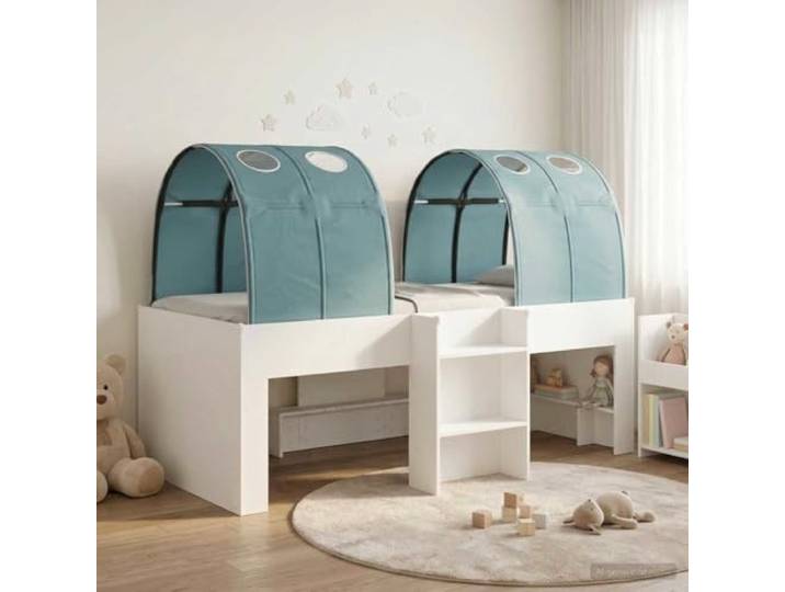 RJPLMFV Bett mit 3 Teilen, Hellblau, Holz Lattenrost mit festen Latten, modernes Design, langlebige Struktur, für modernes Schlafzimmer