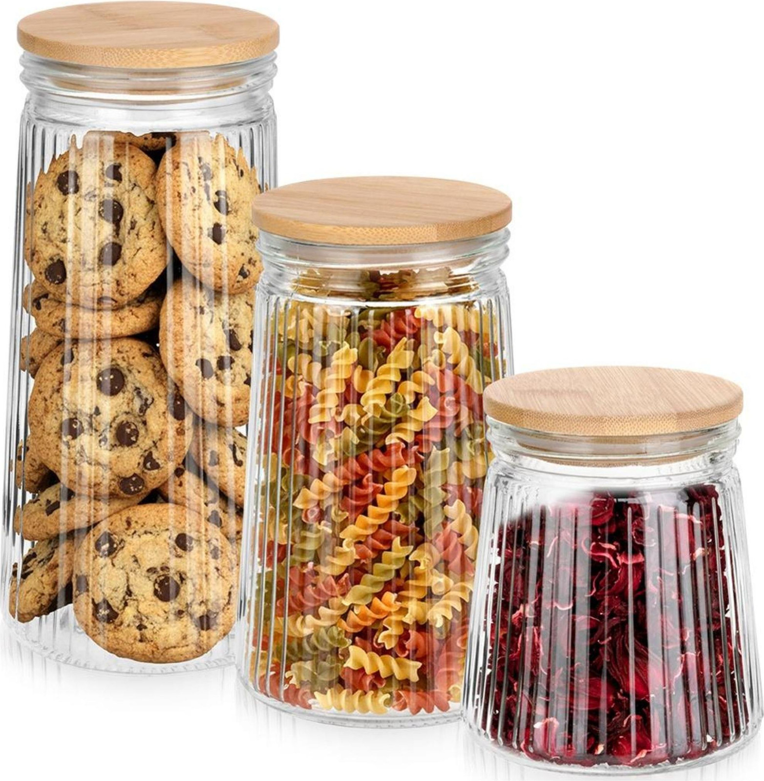 Vilde Voedselcontainers van glas met deksel en afdichting - 3 stuks - 1,4 l / 1 l / 700 ml