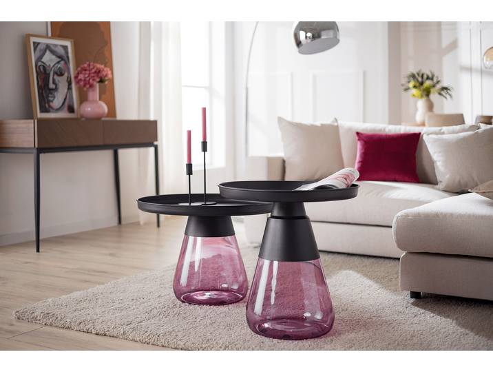 Couchtisch-Set Caviatta 2er-Set Ø 61cm Schwarz/Violett/Dunkellila