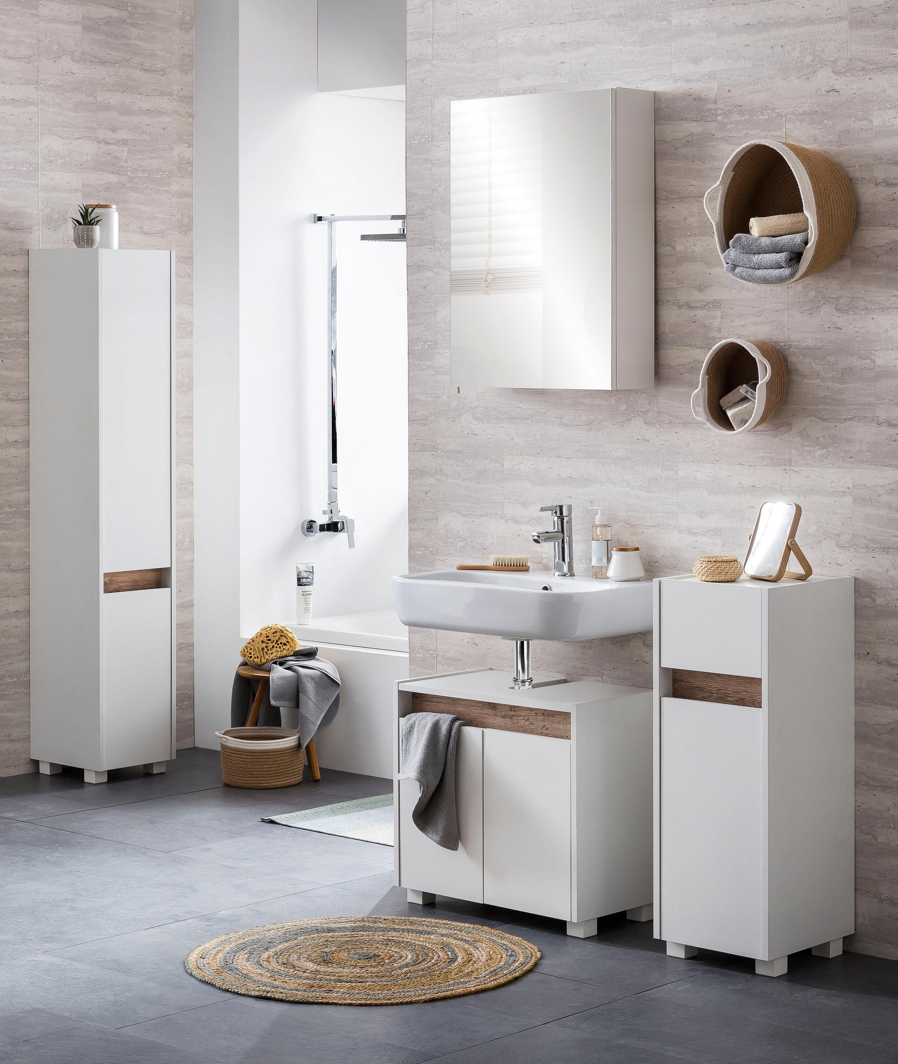 Badmöbel-Set SCHILDMEYER "Cosmo, Badezimmer Set, melaminharzbeschichtet, Made in Germany", weiss (weiß), Kastenmöbel-Sets, Badmöbel-Set, Solide Verarbeitung - Dieses Produkt ist in Deutschland gefertigt weiß Einheitsgröße