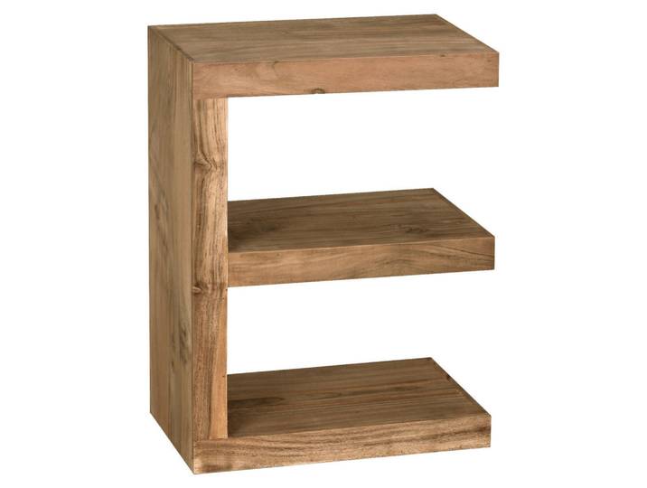 Mid.you Beistelltisch, Akazie, Holz, Akazie, massiv, rechteckig, Bodenplatte, 45x60x30 cm, Stauraum, Holzmöbel, Holztische, Beistelltische Holz