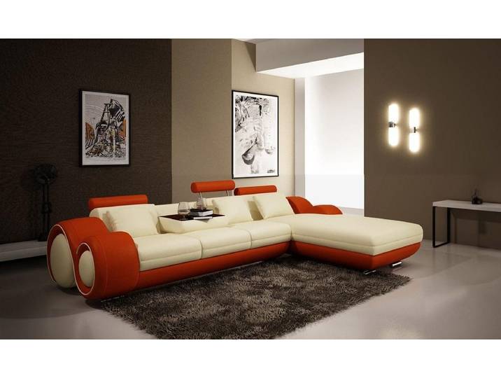 JVmoebel Ecksofa Schwarzes Leder-Ecksofa mit Kissen und hochwertiger Verarbeitung, Made in Europa