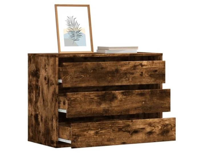 KFPOERTFGD Kommode 3 Schubladen Schrank Rauch-Eiche 80x41x58 cm Stabiles Design, Viel Stauraum, Vielseitige Ablagefläche