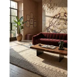 Teppich Bordüre Beige 80 x 150 cm - MEDWAY   Kadima Design