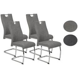 Schwingstuhl Alina 4er-Set Grau Webstoff