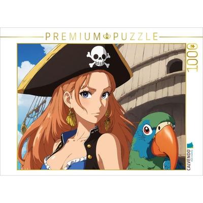 CALVENDO Puzzle Anime Piratenmädchen mit Papagei | 1000 Teile Lege-Größe 64x48cm Foto-Puzzle für glückliche Stunden
