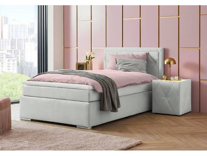 Home affaire Boxbett ALFIE, Polsterbett wahlweise mit Bettkasten, Samtvelours-Bezug (mit PUR-Schaumtopper (H2), Kaltschaumtopper (H3) oder Viscotopper (H4), mit Bonnell-oder Taschenfederkernmatratze H2,H3, H4, 120/140/180x200cm