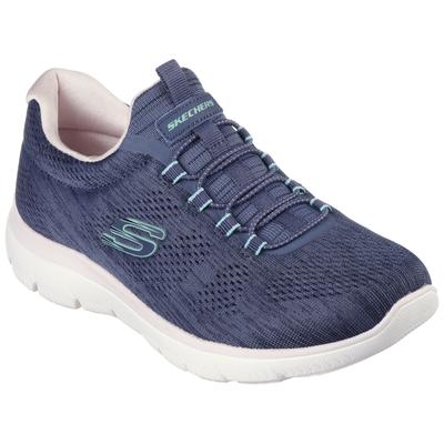 Slip-On Sneaker SKECHERS "SUMMITS-FUN FLARE", Damen, Gr. 38, Textil, blau, Synthetik, Textil, meliert, Schuhe, Trainingsschuh in veganer Verarbeitung