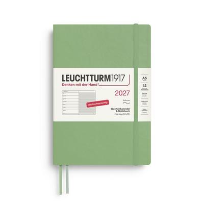 Wochenkalender & Notizbuch Medium (A5) 2027, Softcover, Salbei, Deutsch