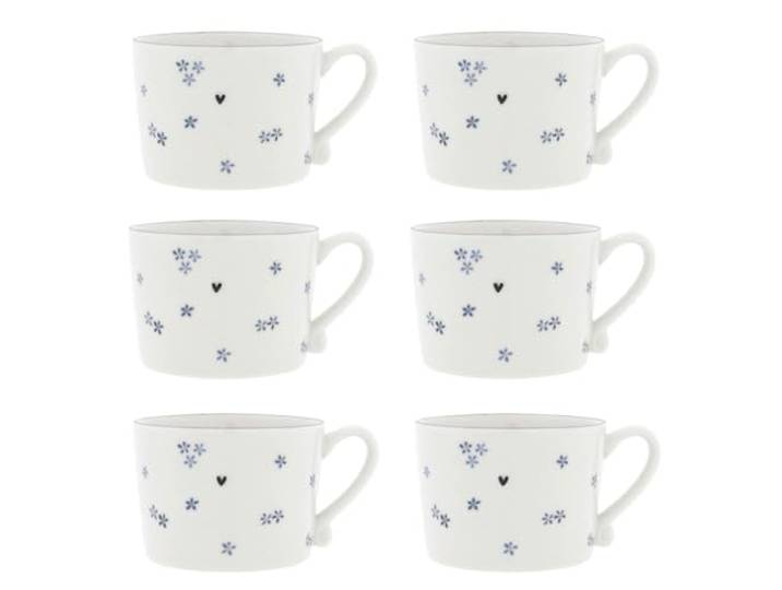 Bastion Collections 6er Set Tassen Daisies Blumen weiß blau 300ml Keramik
