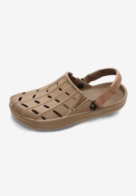 Extra Wide Width Men's All-Terrain Water Clogs by KingSize in Darkest Khaki (Size 14 EW)