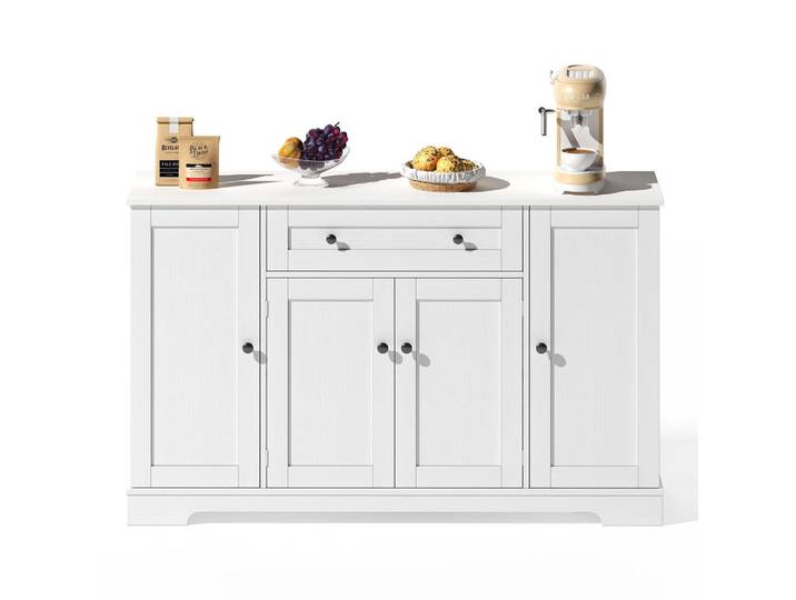 Flora Grace Sideboard 138 cm in Weiß mit Schublade und verstellbaren Einlegeböden, 138x85x40 cm, Kleinmöbel, Kommoden, Sideboards