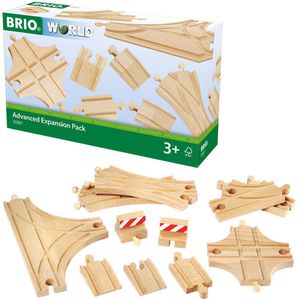 BRIO Spielzeugeisenbahn-Zubehör World 33307, Schienen- und Weichensortiment, Holz, 11-teilig