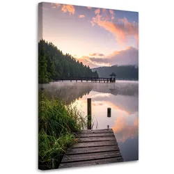 LEINWANDBILD Aussicht See Steg Natur 60x90cm