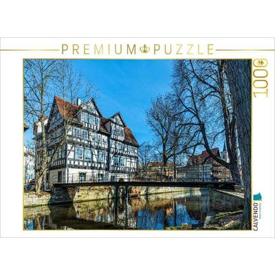 CALVENDO Puzzle Fachwerkhäuser in der Hütergasse | 1000 Teile Lege-Größe 64x48cm Foto-Puzzle für glückliche Stunden