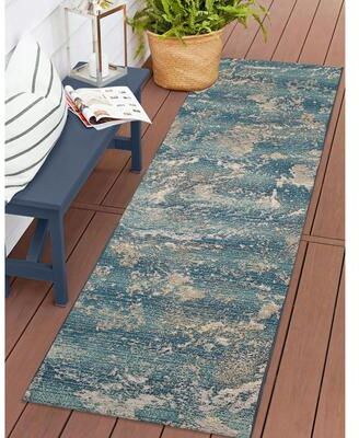 Lush Decor Marina Stormy Sea Abstract Indoor/ Outdoor Area Rug