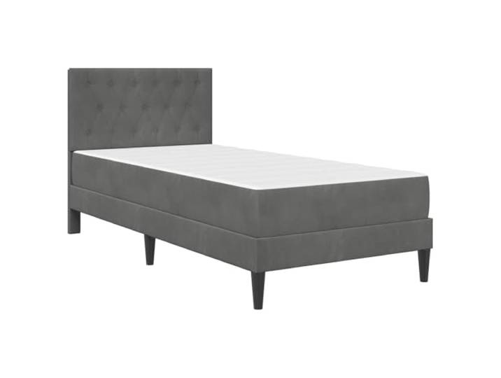 KTHLBRH Einzelbett 90 x 190 cm mit Matratze dunkelgrau Weicher Samt, gepolstertes Kopfteil, Lattenrost, einfach zu montieren