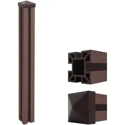WPC-Pfosten Savoie-WPC-Zaun, Pfeiler Pfahl, Stecksystem ~ 98cm, braun