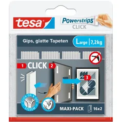 tesa Klettstreifen Powerstrips LARGE Click weiß