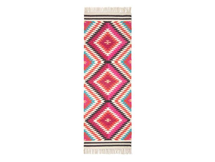 Tapis de couloir kilim géométrique en laine multicolore 66x200 cm