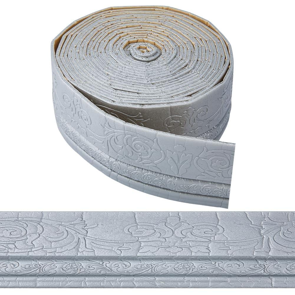 Zelfklevend 3D Behang Grens Lichtgrijs - Flexibel Schuim Decoratieve Trim - Breedte: 10 cm, Lengte: 10 m