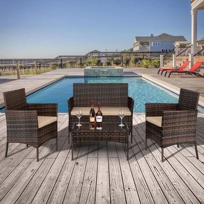 Outdoor Patio Set, Rattan Wicker Garden Sofa Chair Cushioned Furniture Outdoor Patio Set, Rattan Wicker Garden Sofa Chair Cushioned Furniture